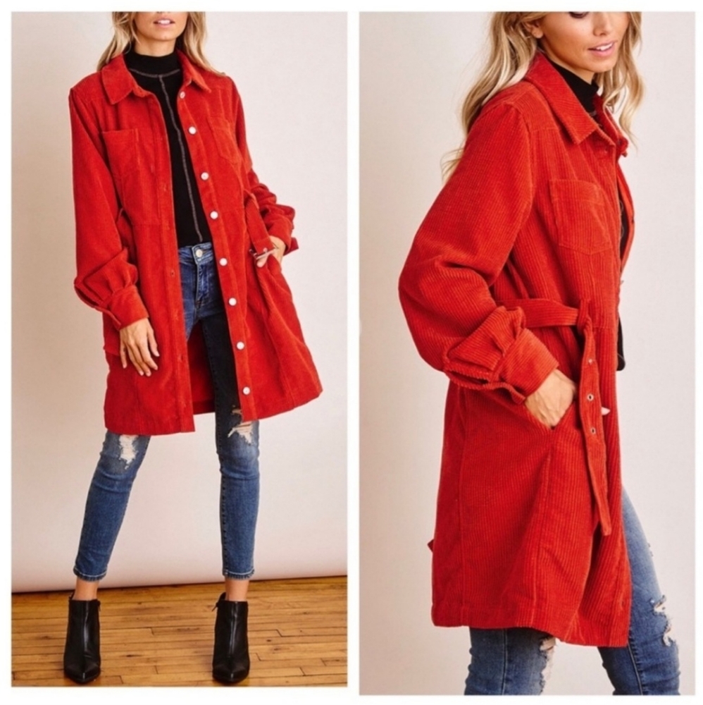 Chic Corduroy Trench Jacket